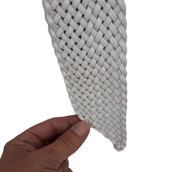 White Country Braided Basket Weaved Wide O-ring Belt 2.5" Wide Size M 34" - Picture 8 of 10